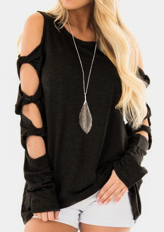 Solid Hollow Out Long Sleeve Blouse without Necklace, Black;gray;rose red, 439835
Solid Hollow Out Long Sleeve Blouse without Necklace, Black;gray;rose red, 439835
