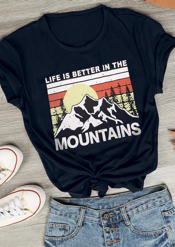 Tees T-shirts Life Is Better In The Mountains T-Shirt Tee in Navy Blue. Size: ,M,XL
Tees T-shirts Life Is Better In The Mountains T-Shirt Tee in Navy Blue. Size: ,M,XL