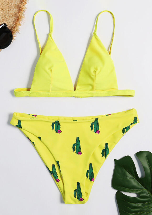 Birds Printed Hollow Out Sexy Bikini Set Fairyseason