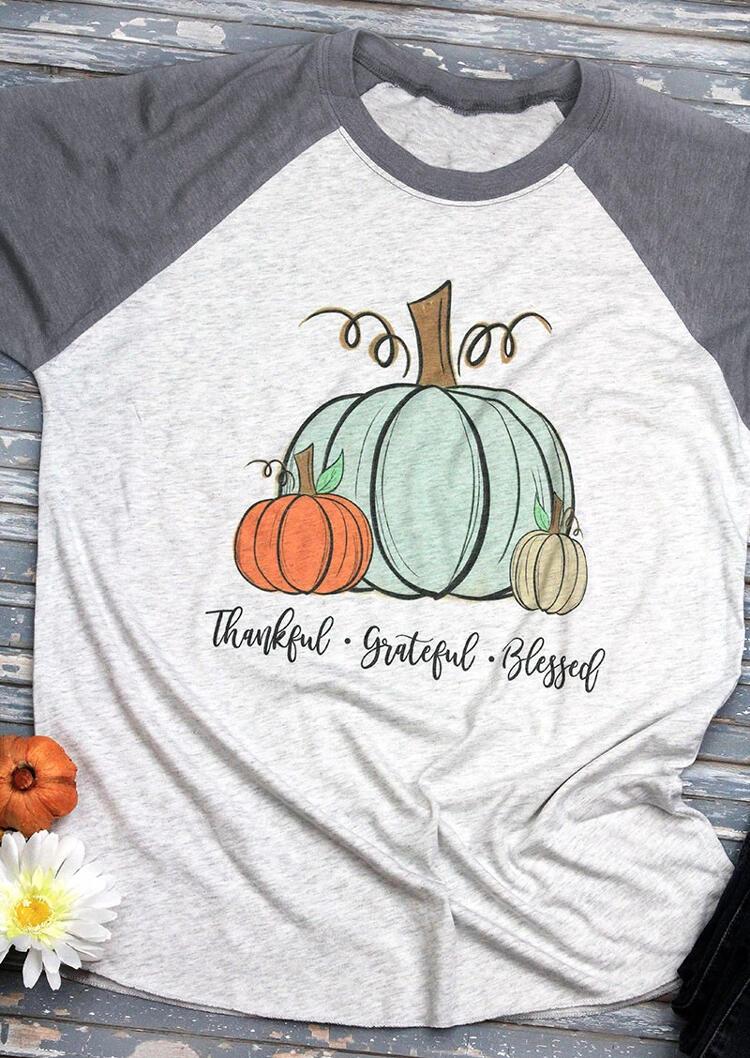T-shirts Tees Thankful Grateful Blessed Pumpkin T-Shirt Tee in Light Grey. Size: ,L
T-shirts Tees Thankful Grateful Blessed Pumpkin T-Shirt Tee in Light Grey. Size: ,L