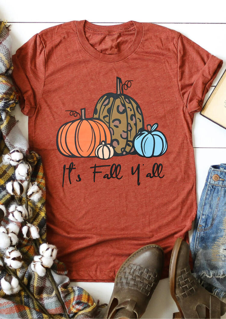T-shirts Tees Leopard It's Fall Y'all Pumpkin T-Shirt Tee - Brick Red in Red. Size: L
T-shirts Tees Leopard It's Fall Y'all Pumpkin T-Shirt Tee - Brick Red in Red. Size: L