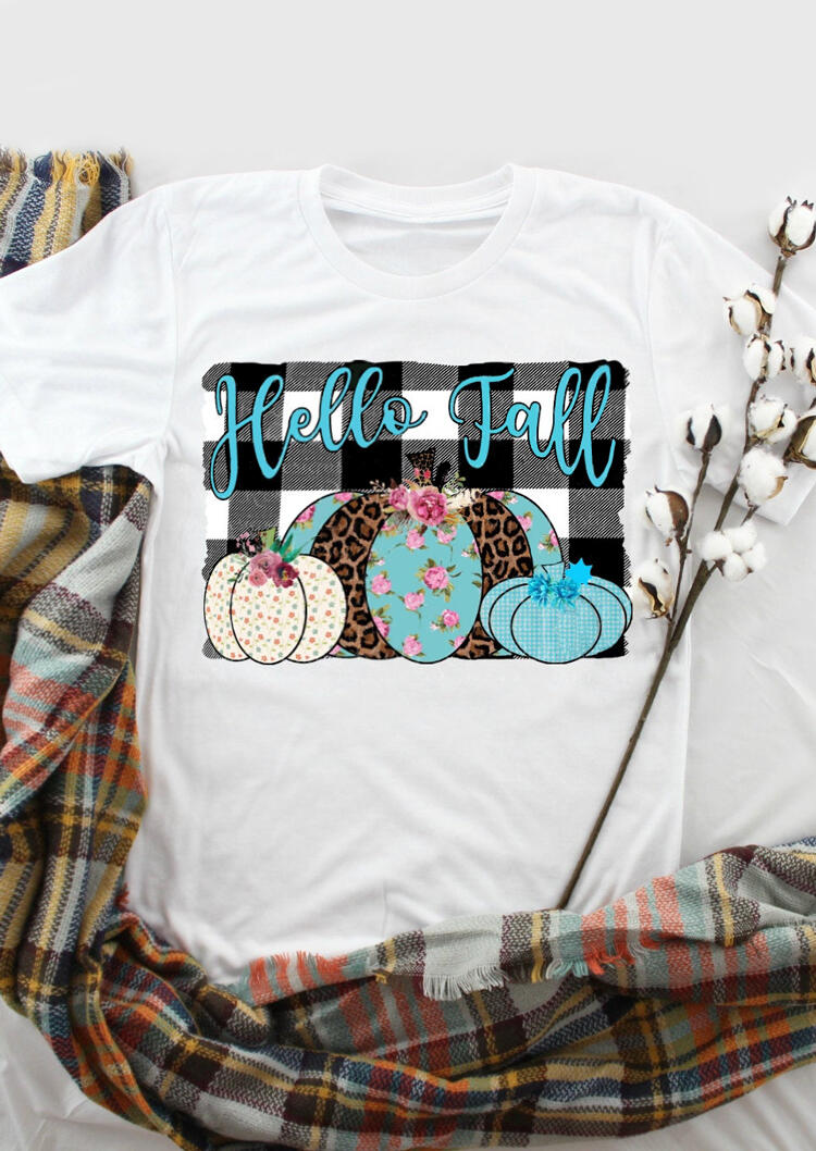 Tees T-shirts Leopard Plaid Printed Hello Fall Pumpkin T-Shirt Tee - White. Size
Tees T-shirts Leopard Plaid Printed Hello Fall Pumpkin T-Shirt Tee - White. Size