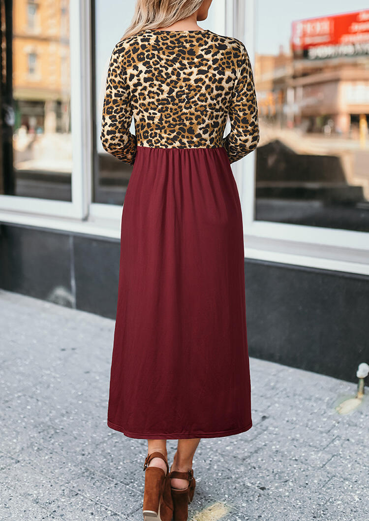 Maxi Dresses Leopard Printed Ruffled Pocket Long Sleeve Maxi Dress in Burgundy. Size
Maxi Dresses Leopard Printed Ruffled Pocket Long Sleeve Maxi Dress in Burgundy. Size