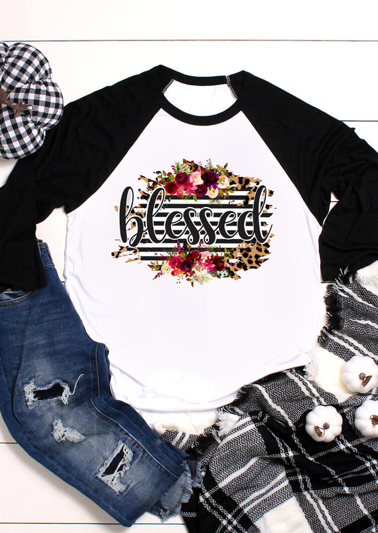 Tees T-shirts Floral Striped Leopard Printed Blessed T-Shirt Tee - White. Size: ,M,XL
Tees T-shirts Floral Striped Leopard Printed Blessed T-Shirt Tee - White. Size: ,M,XL