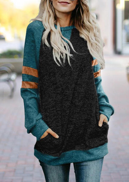 Color Block Striped Splicing Pocket Raglan Long Sleeve Blouse - Dark Grey, 456956
Color Block Striped Splicing Pocket Raglan Long Sleeve Blouse - Dark Grey, 456956
