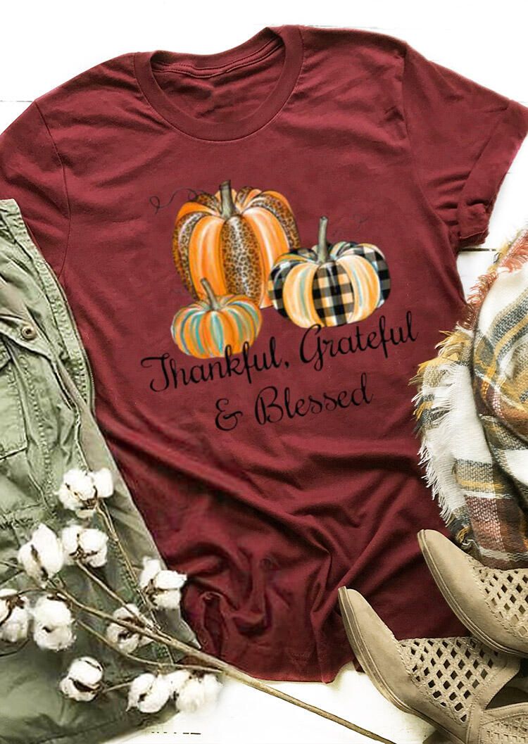 Tees T-shirts Thankful Grateful amp; Blessed Pumpkin T-Shirt Tee - Burgundy. Size: ,M
Tees T-shirts Thankful Grateful amp; Blessed Pumpkin T-Shirt Tee - Burgundy. Size: ,M
