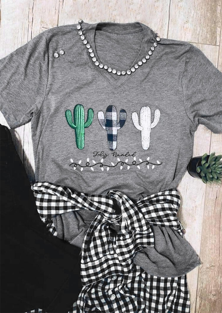 Tees T-shirts Plaid Splicing Feliz Navidad Merry Christmas Cactus T-Shirt Tee - Gray. Size: S,M,,XL
Tees T-shirts Plaid Splicing Feliz Navidad Merry Christmas Cactus T-Shirt Tee - Gray. Size: S,M,,XL
