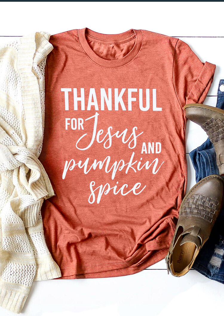 Tees T-shirts Thankful For Jesus And Pumpkin Spice T-Shirt Tee - Orange. Size: S,M,,XL
Tees T-shirts Thankful For Jesus And Pumpkin Spice T-Shirt Tee - Orange. Size: S,M,,XL