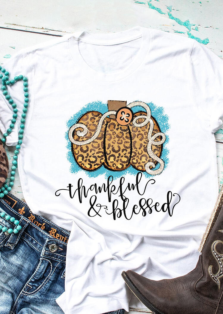 Tees T-shirts Leopard Printed Pumpkin Thankful amp; Blessed T-Shirt Tee - White. Size
Tees T-shirts Leopard Printed Pumpkin Thankful amp; Blessed T-Shirt Tee - White. Size