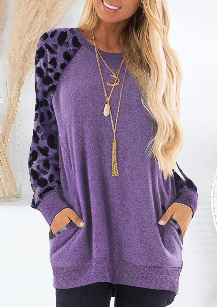 Blouses Leopard Printed Splicing Pocket Blouse without Necklace - Purple. Size: ,M
Blouses Leopard Printed Splicing Pocket Blouse without Necklace - Purple. Size: ,M