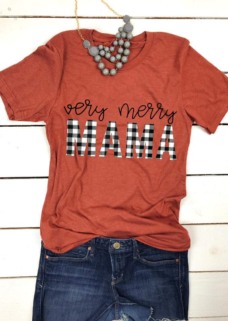 Tees T-shirts Very Merry Mama Christmas Plaid Splicing T-Shirt Tee - Brick Red. Size: ,M,XL
Tees T-shirts Very Merry Mama Christmas Plaid Splicing T-Shirt Tee - Brick Red. Size: ,M,XL