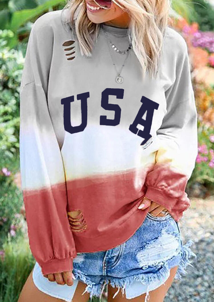 Blouses Color Block Gradient Color USA Hole Blouse without Necklace - Red. Size
Blouses Color Block Gradient Color USA Hole Blouse without Necklace - Red. Size