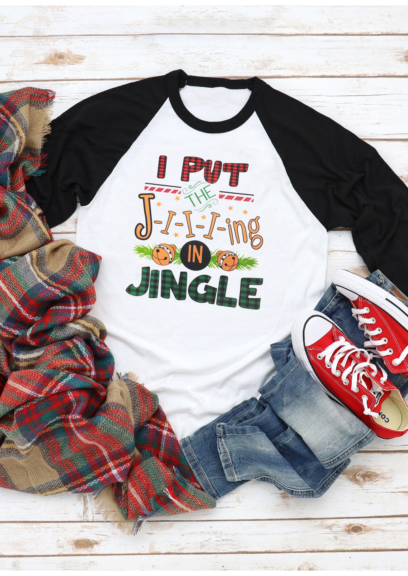 Tees T-shirts Christmas Plaid I Put The J-I-I-I-ing In Jingle T-Shirt Tee - White. Size: ,M
Tees T-shirts Christmas Plaid I Put The J-I-I-I-ing In Jingle T-Shirt Tee - White. Size: ,M