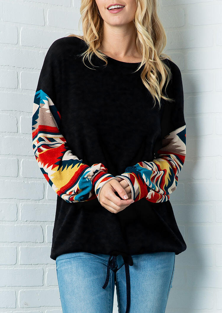Hoodies & Sweatshirts Aztec Geometric Printed Drawstring Tie Sweatshirt - Black. Size: S,M
Hoodies & Sweatshirts Aztec Geometric Printed Drawstring Tie Sweatshirt - Black. Size: S,M