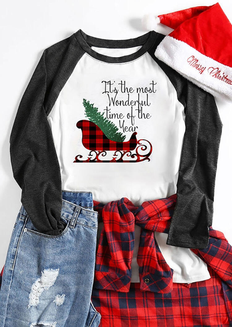 It' The Most Wonderful Time Of The Year Christmas Sleigh Plaid Splicing T-Shirt Tee - White, 459214
It' The Most Wonderful Time Of The Year Christmas Sleigh Plaid Splicing T-Shirt Tee - White, 459214