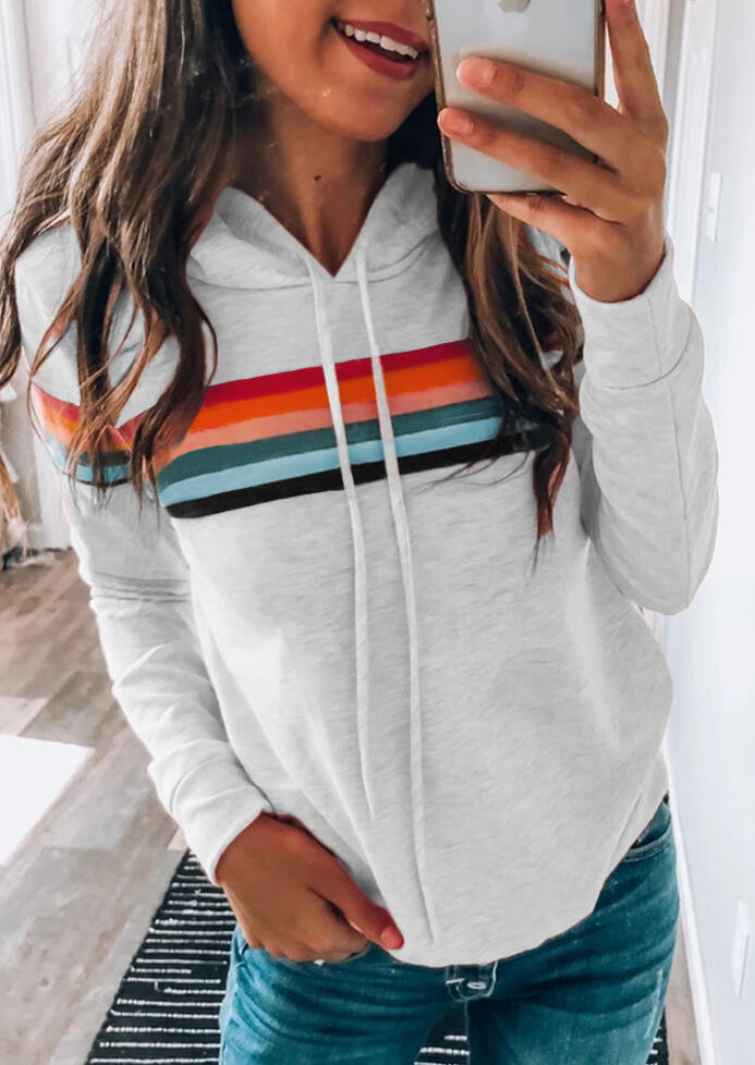 Hoodies & Sweatshirts Colorful Striped Splicing Drawstring Hoodie - Light Grey. Size: S
Hoodies & Sweatshirts Colorful Striped Splicing Drawstring Hoodie - Light Grey. Size: S