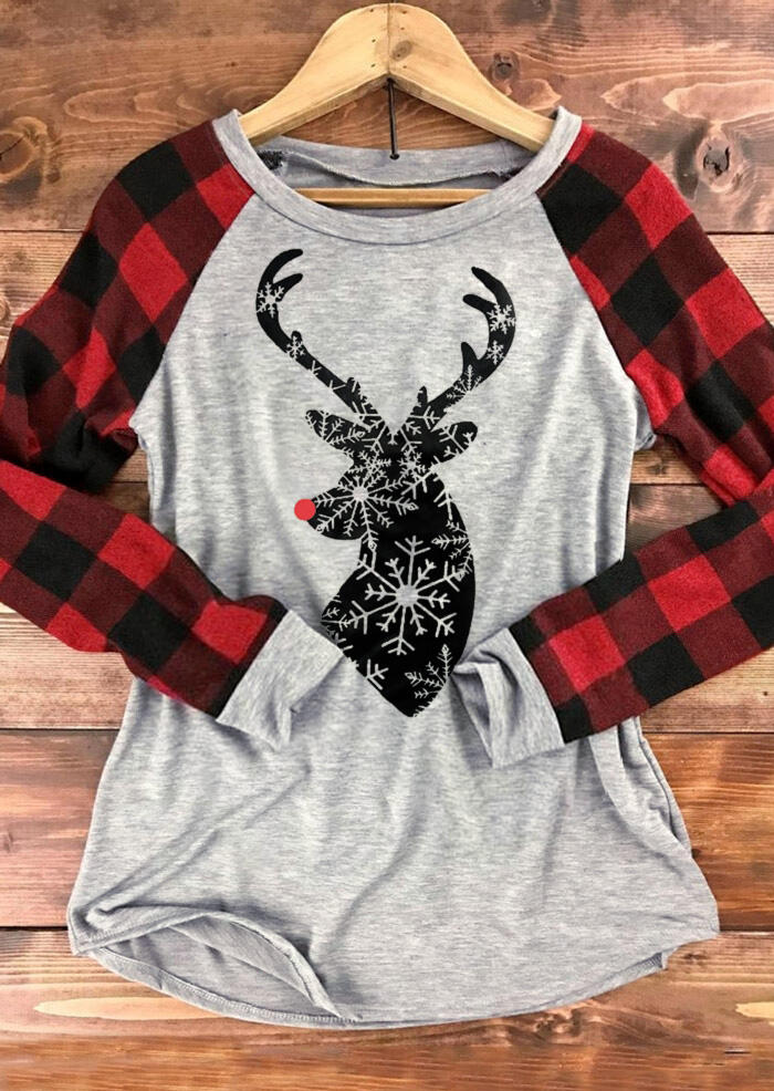 T-shirts Tees Christmas Reindeer Snowflake Plaid Printed Splicing T-Shirt Tee in Light Grey. Size: ,M,XL
T-shirts Tees Christmas Reindeer Snowflake Plaid Printed Splicing T-Shirt Tee in Light Grey. Size: ,M,XL