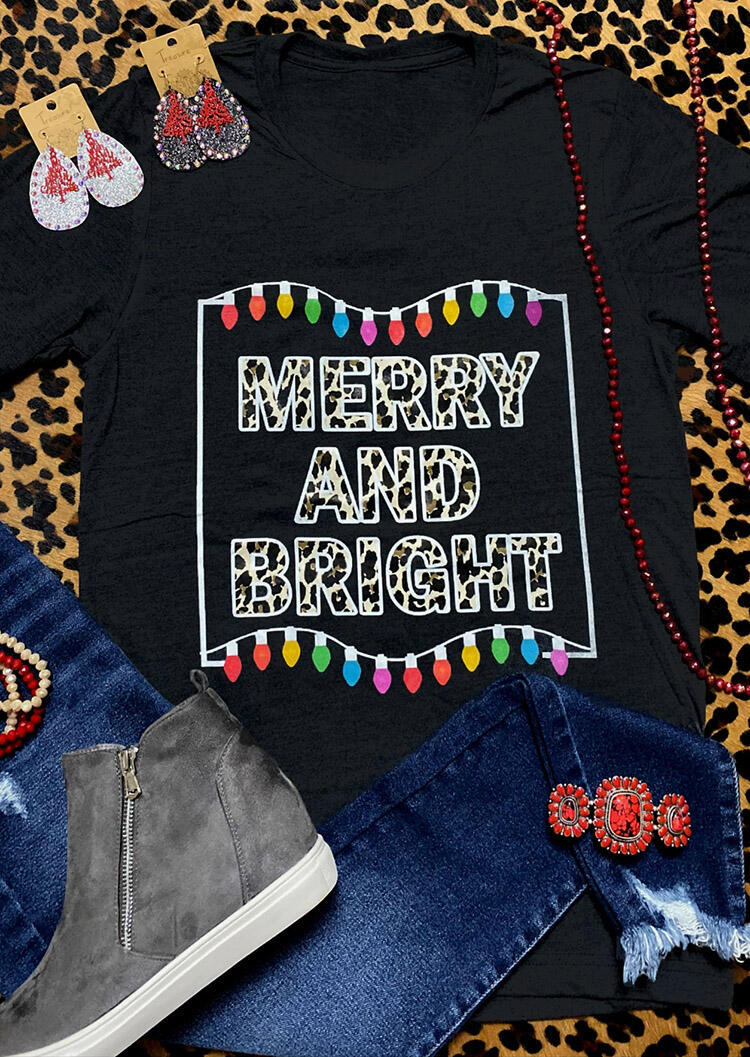 Tees T-shirts Leopard Printed Merry And Bright T-Shirt Tee - Splicing Black. Size: ,M
Tees T-shirts Leopard Printed Merry And Bright T-Shirt Tee - Splicing Black. Size: ,M
