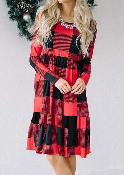 Mini Dresses Plaid Splicing O-Neck Ruffled Mini Dress without Necklace - Red. Size: S,M,,XL
Mini Dresses Plaid Splicing O-Neck Ruffled Mini Dress without Necklace - Red. Size: S,M,,XL