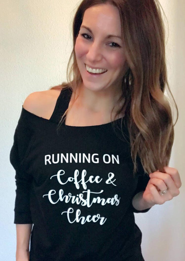 Running On Coffee & Christmas Cheer Sweatshirt - Black, 460297
