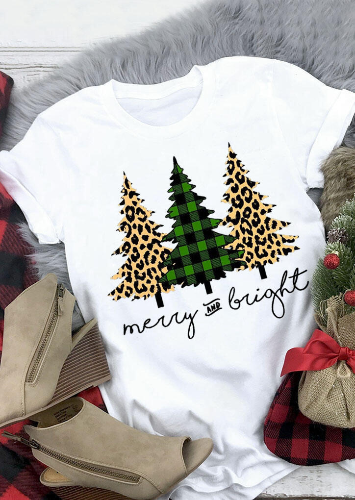 Tees T-shirts Leopard Printed Plaid Merry And Bright T-Shirt Tee - White. Size: ,M
Tees T-shirts Leopard Printed Plaid Merry And Bright T-Shirt Tee - White. Size: ,M