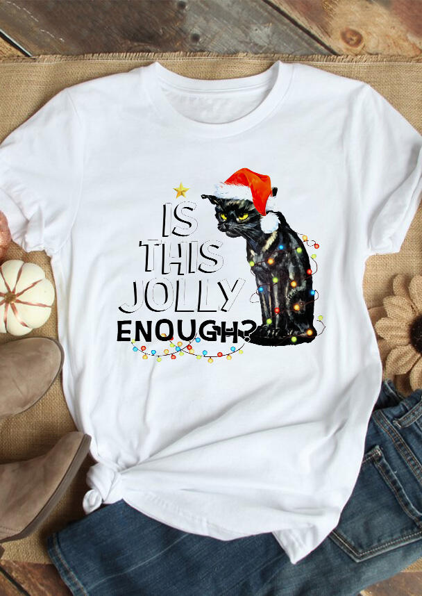 Tees T-shirts Black Cat Is This Jolly Enough Lights T-Shirt Tee - White. Size: ,M
Tees T-shirts Black Cat Is This Jolly Enough Lights T-Shirt Tee - White. Size: ,M