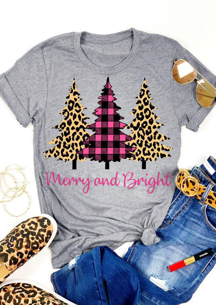 Tees T-shirts Leopard Printed Plaid Christmas Trees Merry And Bright T-Shirt Tee - Gray. Size: ,M
Tees T-shirts Leopard Printed Plaid Christmas Trees Merry And Bright T-Shirt Tee - Gray. Size: ,M