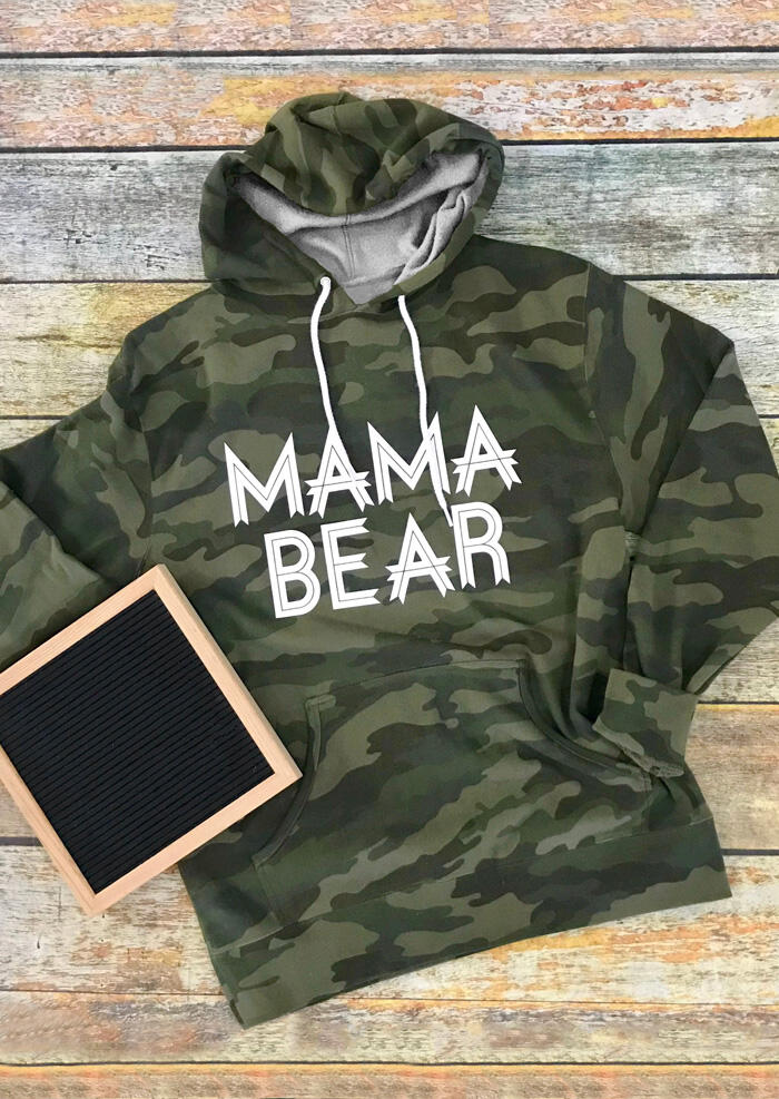 mama bear camo zip up hoodie