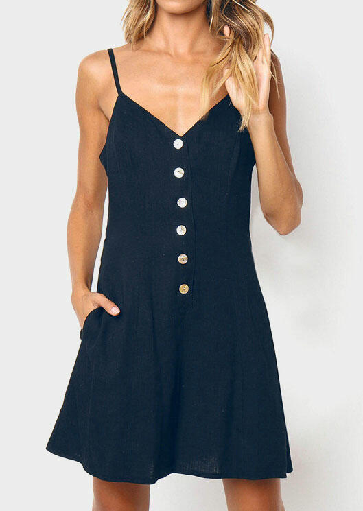 Mini Dresses Button Spaghetti Strap Pocket Mini Dress without Necklace - Deep Blue. Size
Mini Dresses Button Spaghetti Strap Pocket Mini Dress without Necklace - Deep Blue. Size