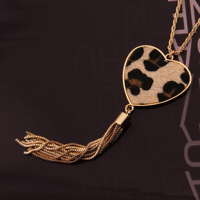 Leopard Printed Love Heart Long Tassel Necklace, Black;coffee;light khaki, 462303
Leopard Printed Love Heart Long Tassel Necklace, Black;coffee;light khaki, 462303