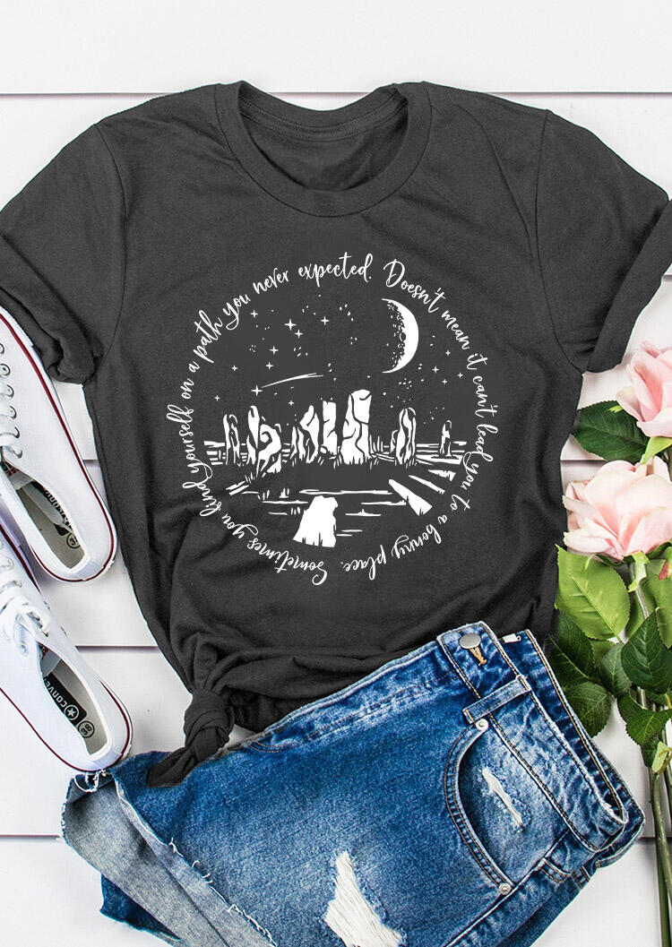 Tees T-shirts Sometimes You Find Yourself On A Path T-Shirt Tee in Dark Grey. Size: M
Tees T-shirts Sometimes You Find Yourself On A Path T-Shirt Tee in Dark Grey. Size: M