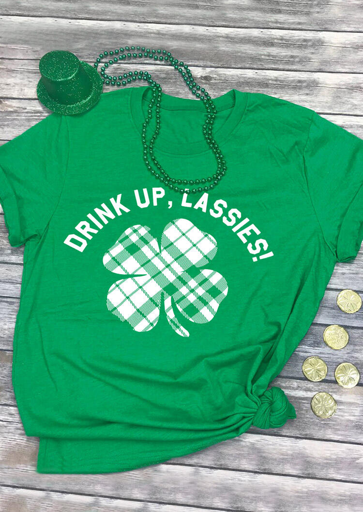 Tees T-shirts Plaid Drink Up Lassies Lucky Shamrock T-Shirt Tee - Green in Green. Size
Tees T-shirts Plaid Drink Up Lassies Lucky Shamrock T-Shirt Tee - Green in Green. Size