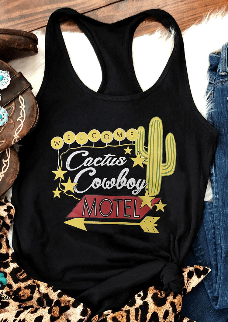 Tank Tops Presale - Welcome Cactus Cowboy Motel Star Tank - Black. Size: S,M,,XL
Tank Tops Presale - Welcome Cactus Cowboy Motel Star Tank - Black. Size: S,M,,XL