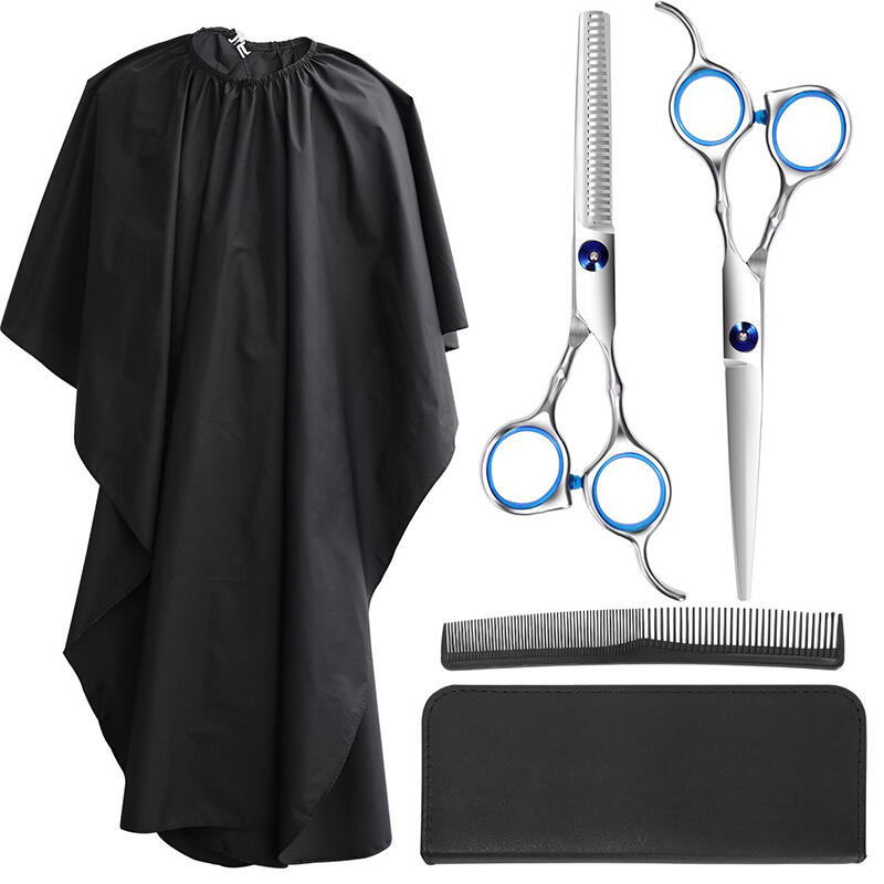 Professional Haircutting Barber Thinning Scissors Hairdressing Shears Set with Black Leather Case and Salon Cape, 467930
Professional Haircutting Barber Thinning Scissors Hairdressing Shears Set with Black Leather Case and Salon Cape, 467930