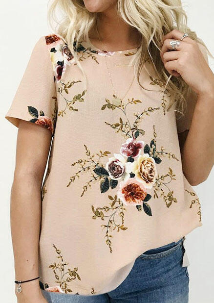 Floral O-Neck Short Sleeve Blouse without Necklace, White;khaki;navy blue, 132980
Floral O-Neck Short Sleeve Blouse without Necklace, White;khaki;navy blue, 132980