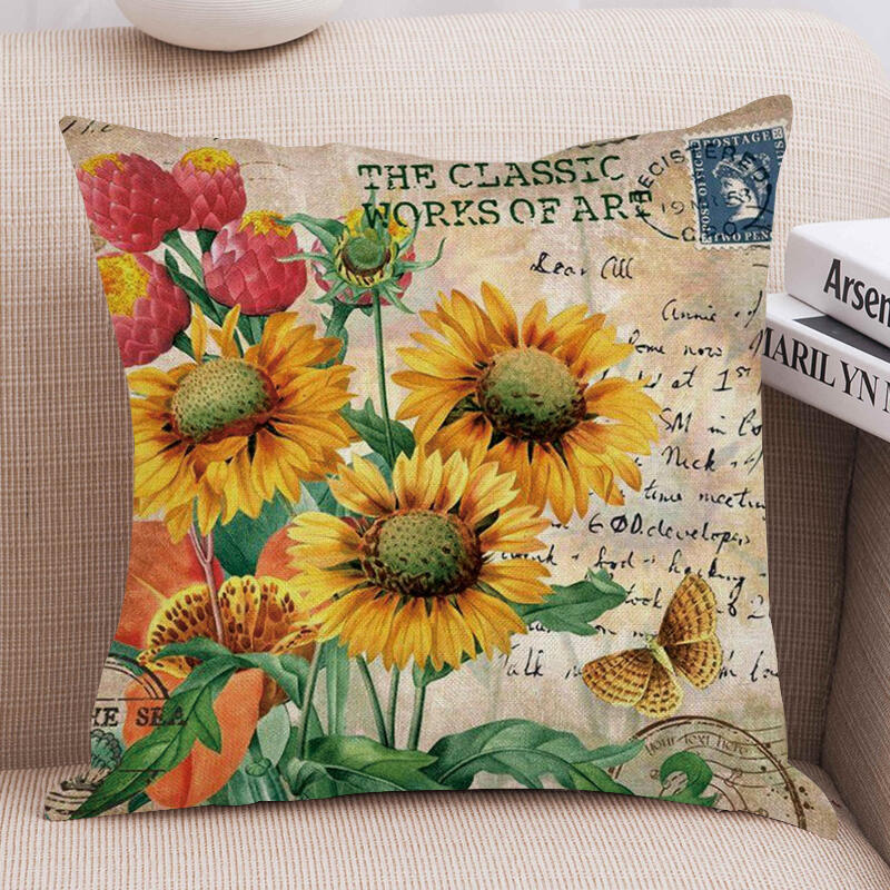 Sunflower Stamp Butterfly Oil Painting Pillowcase without Pillow, Yellow, 470095
Sunflower Stamp Butterfly Oil Painting Pillowcase without Pillow, Yellow, 470095