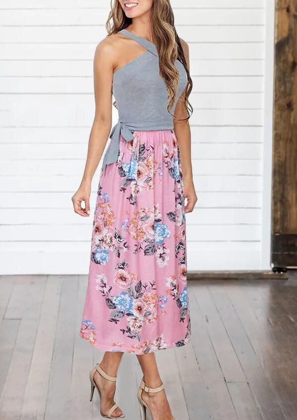 Casual Dresses Floral Splicing Halter Tie Casual Dress without Necklace in Pink. Size
Casual Dresses Floral Splicing Halter Tie Casual Dress without Necklace in Pink. Size