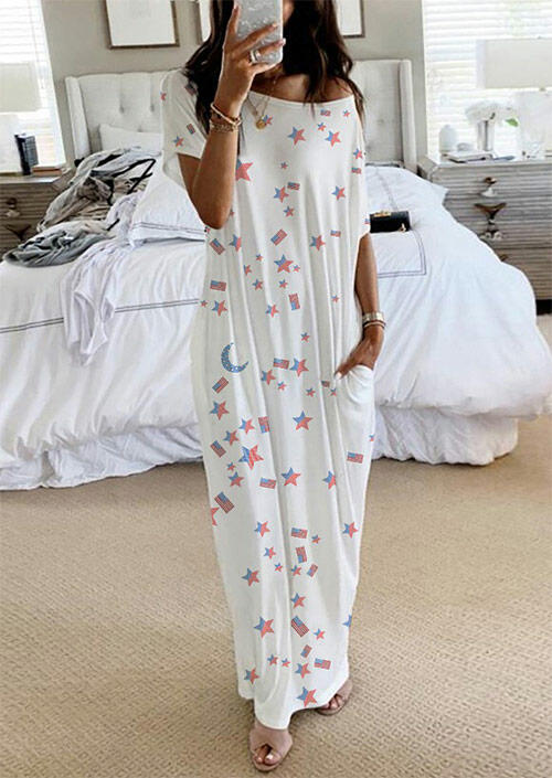 Maxi Dresses American Flag Star Moon Pocket Maxi Dress without Necklace in White. Size
Maxi Dresses American Flag Star Moon Pocket Maxi Dress without Necklace in White. Size