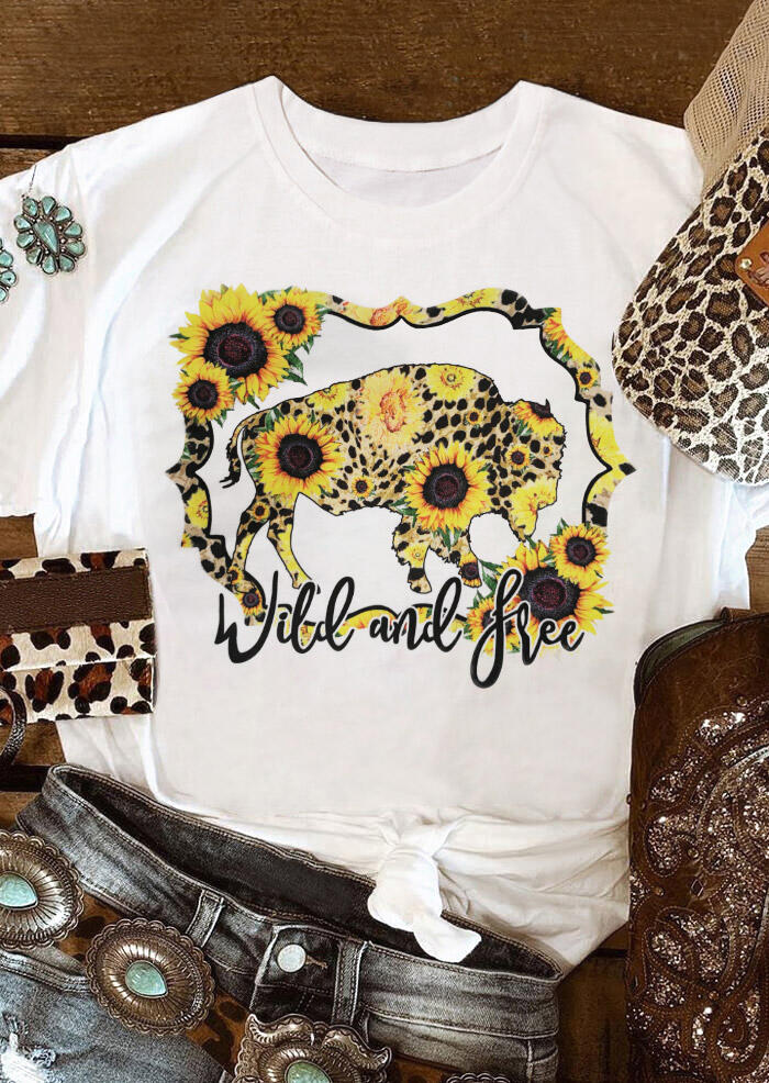 Tees T-shirts Leopard Sunflower Bull Wild And Free T-Shirt Tee in White. Size: ,M
Tees T-shirts Leopard Sunflower Bull Wild And Free T-Shirt Tee in White. Size: ,M
