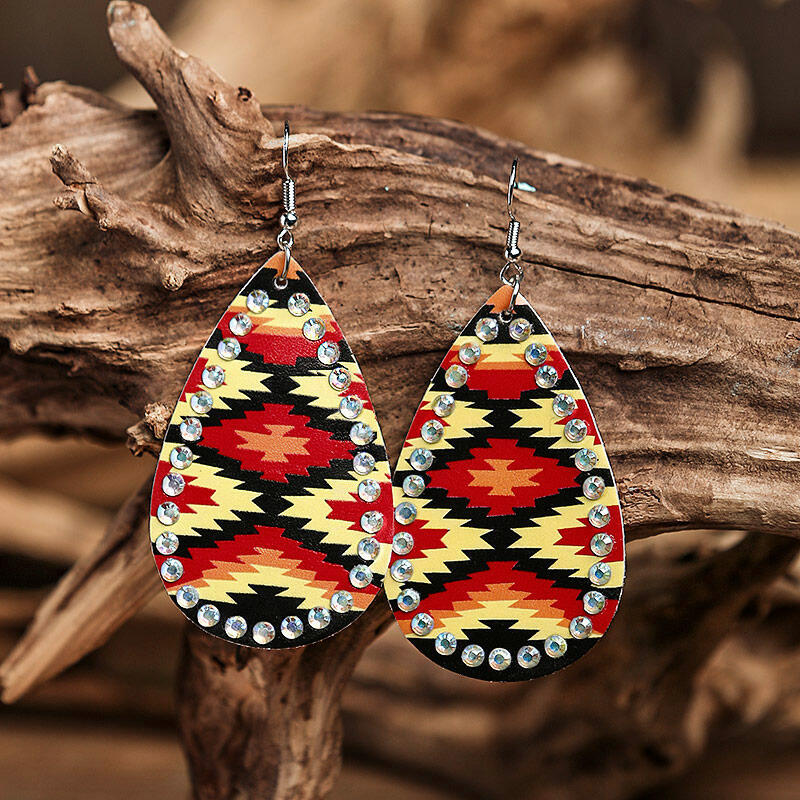 Earrings Aztec Geometric Rhinestone Water Drop PU Leather Earrings in Multicolor. Size
Earrings Aztec Geometric Rhinestone Water Drop PU Leather Earrings in Multicolor. Size