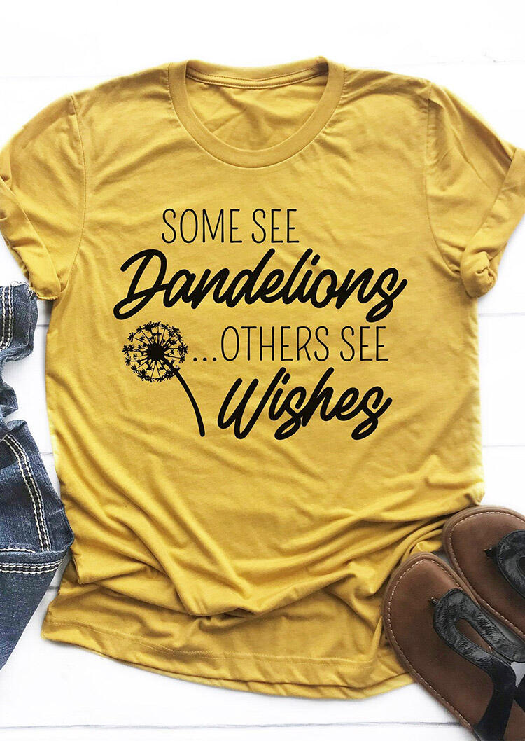 Tees T-shirts Some See Dandelions Others See Wishes T-Shirt Tee in Yellow. Size: ,XL
Tees T-shirts Some See Dandelions Others See Wishes T-Shirt Tee in Yellow. Size: ,XL