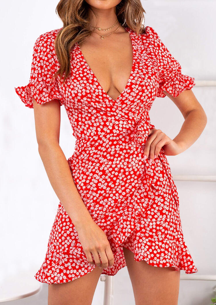 Mini Dresses Floral Ruffled Flare Sleeve Mini Dress without Necklace in Red. Size
Mini Dresses Floral Ruffled Flare Sleeve Mini Dress without Necklace in Red. Size