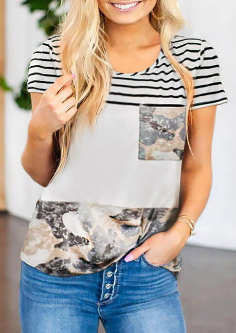 Tees T-shirts Presale - Camouflage Pocket Color Block Striped Splicing T-Shirt Tee - White. Size: S,M,,XL
Tees T-shirts Presale - Camouflage Pocket Color Block Striped Splicing T-Shirt Tee - White. Size: S,M,,XL