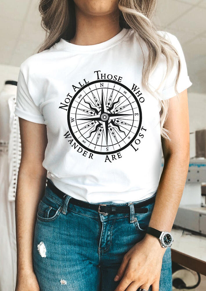 Tees T-shirts Compass Not All Those Who Wander Are Lost T-Shirt Tee in White. Size
Tees T-shirts Compass Not All Those Who Wander Are Lost T-Shirt Tee in White. Size