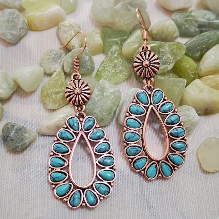 Bohemian Floral Turquoise Water Drop Earrings - Lake Blue, 479938
Bohemian Floral Turquoise Water Drop Earrings - Lake Blue, 479938