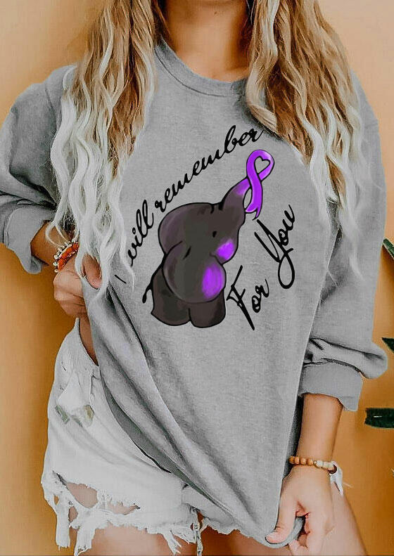 Hoodies & Sweatshirts Presale - Alzheimer's Elephant Cancer Awareness Sweatshirt in Gray. Size: S,M,,XL
Hoodies & Sweatshirts Presale - Alzheimer's Elephant Cancer Awareness Sweatshirt in Gray. Size: S,M,,XL
