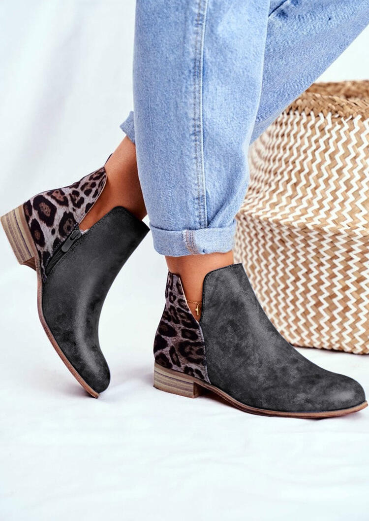 Boots Leopard Splicing Round Toe Zipper Chunky Heel Boots without Anklet in Dark Grey. Size
Boots Leopard Splicing Round Toe Zipper Chunky Heel Boots without Anklet in Dark Grey. Size