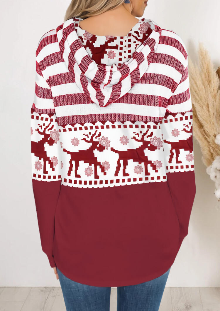 Hoodies Christmas Reindeer Mandala Striped Splicing Drawstring Hoodie in Red. Size
Hoodies Christmas Reindeer Mandala Striped Splicing Drawstring Hoodie in Red. Size