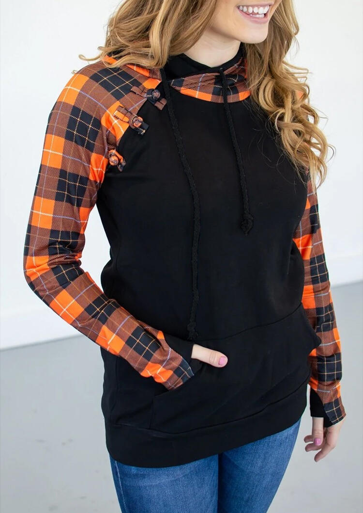 Hoodies Plaid Splicing Drawstring Kangaroo Pocket Thumbhole Hoodie in Black. Size
Hoodies Plaid Splicing Drawstring Kangaroo Pocket Thumbhole Hoodie in Black. Size