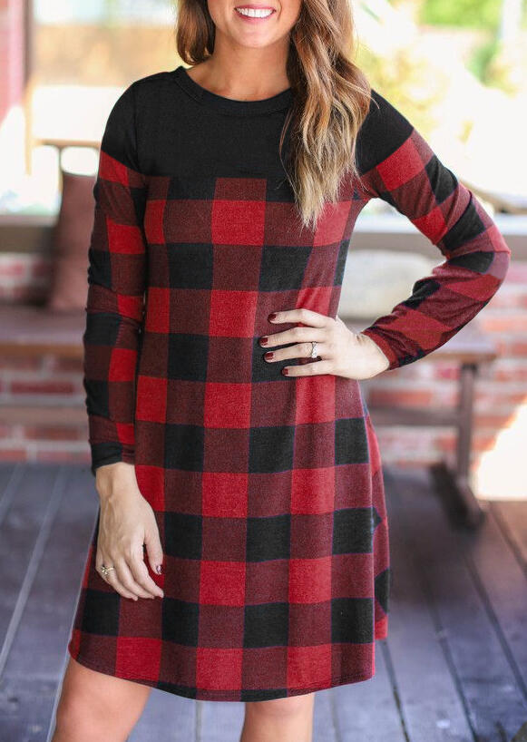 Mini Dresses Buffalo Plaid Splicing Long Sleeve Mini Dress in Plaid. Size: ,M,L
Mini Dresses Buffalo Plaid Splicing Long Sleeve Mini Dress in Plaid. Size: ,M,L